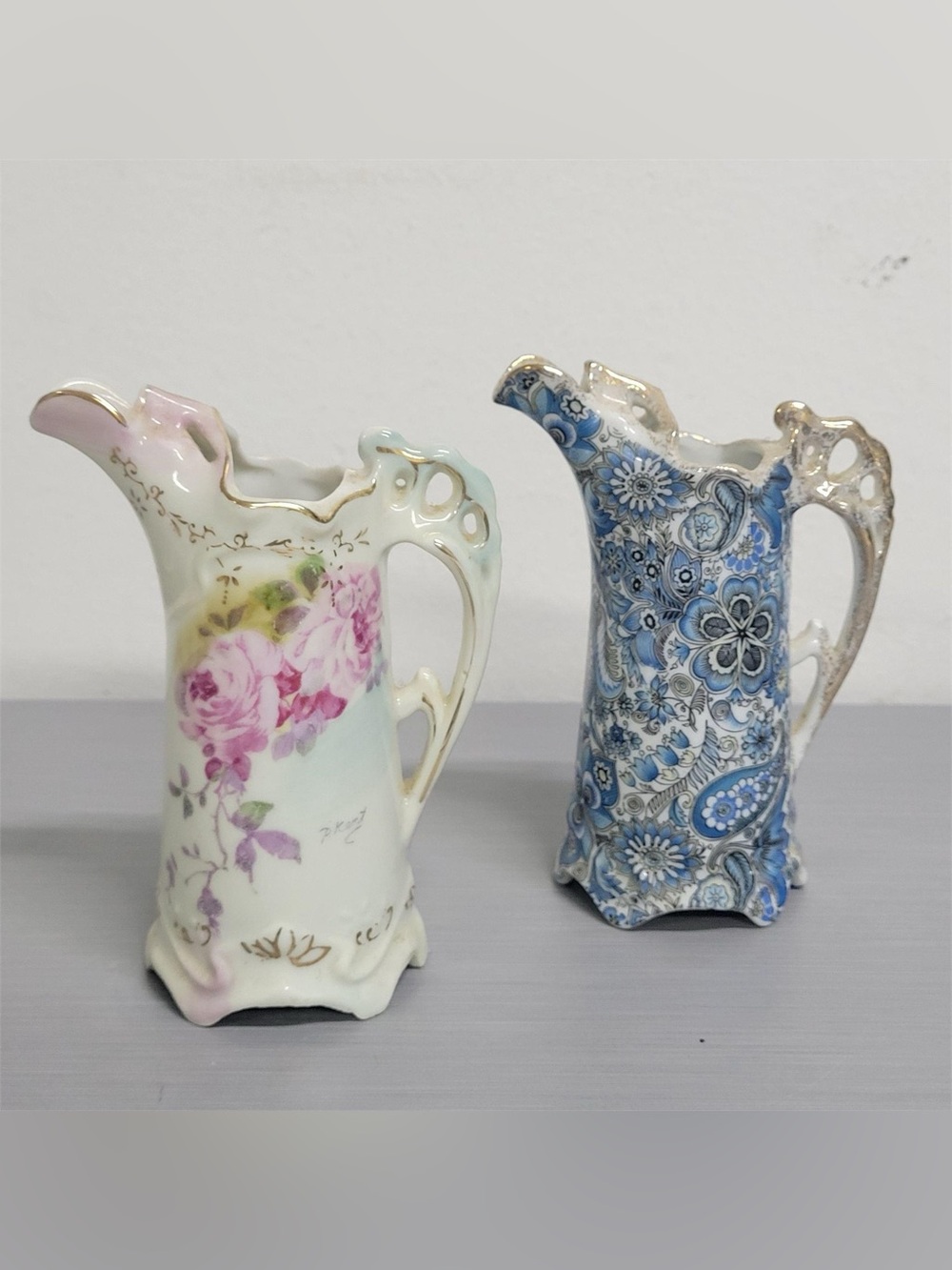 Vintage Royal Crown Chantilly Rose & Royal Paisley 1638 Mini Pitcher Ewer